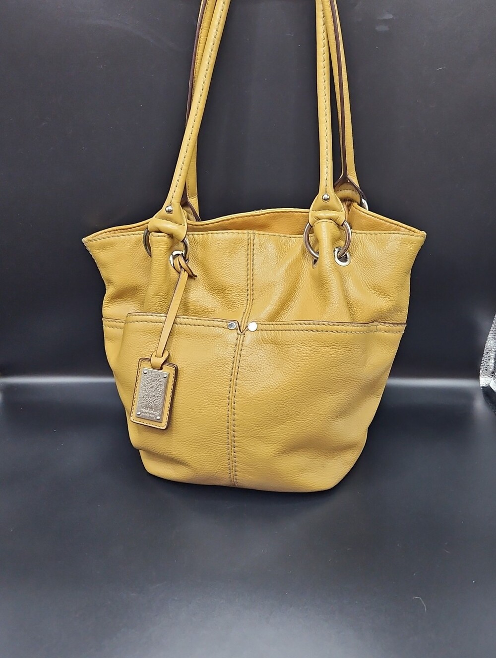 Tignanello Mustard Yellow Leather Shoulder Bag